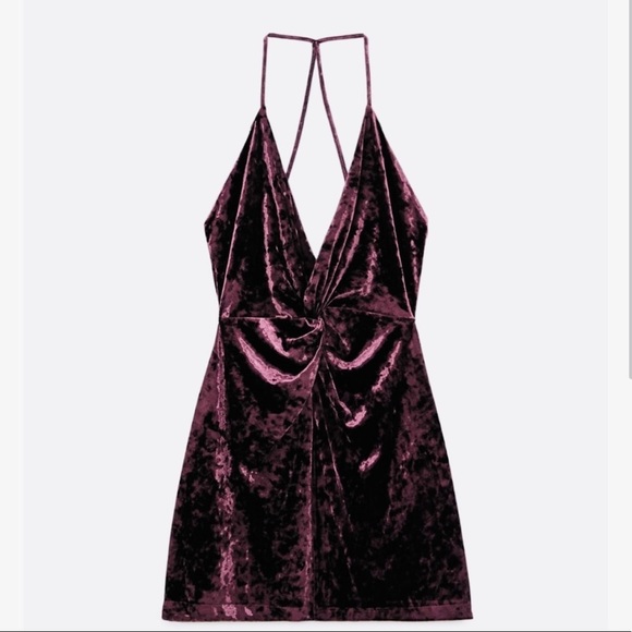 NEW Zara purple velvet minidress - Picture 1 of 8
